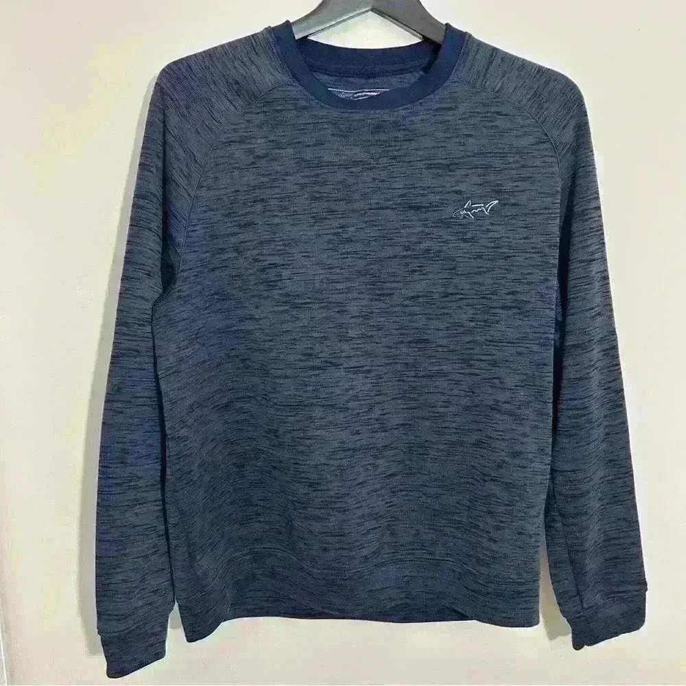 Greg Norman Sweater Men's Blue Black Long Sleeve Crew Neck Logo Size M